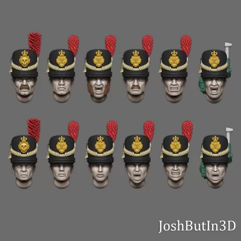 96th Rifles - 12 Shako Heads (Male & Female) by JoshButIn3D