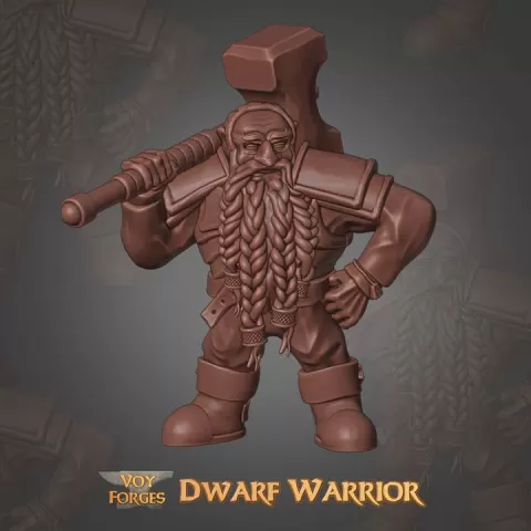 Dwarf Warrior Miniature by Voy Forges