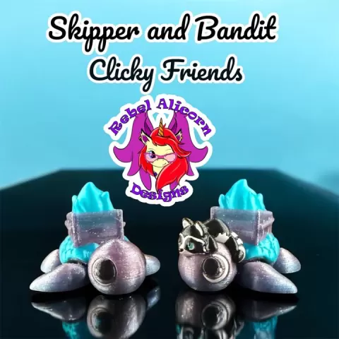 Skipper and Bandit Turtle Clicky Friends with Bonus Just-A-Dumpster Fire Clicker - Community Request by Rebel Alicorn Designs