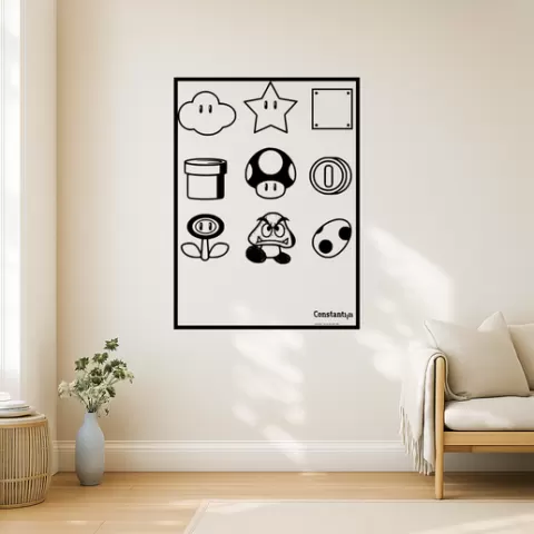 Mario Rainbow Wall Art Framed