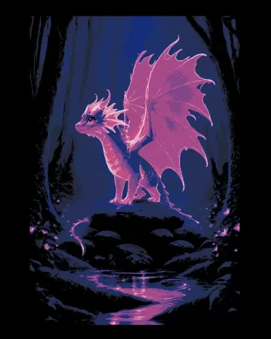 The radiant glow in the forest - the iridescent youthful dragon - Hueforge Art