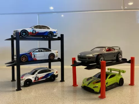 Hot Wheels Diecast 1:64 Scale 4-Post Car Lift Display (No glue)