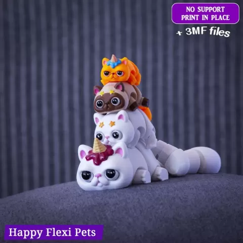 #39 Cute Ice Cream and Star kitties the print in place toys by Happy Flexi pets