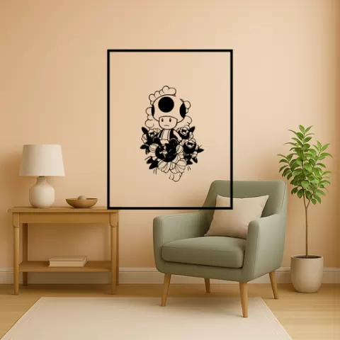 Mario Fire Flower Wall Art Framed