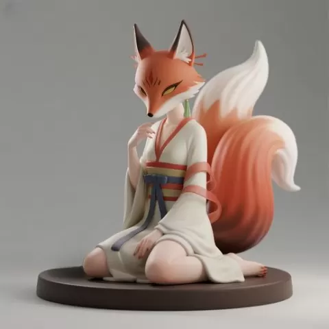 3991 Fox Spirit Woman in Pu Song Ling Style, Halloween, fox, spider, troll, gnome, gorgon, wild, bat, monster, gothic, wizard, witch, werewolf, horror, beast, mutant spider, skeleton, skull, 3D, STL