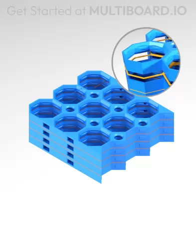 3x3 MU - Center Horizontal Strip Interfitted - MultiBoard Octagon Plate - 4x Multi-Material Stack