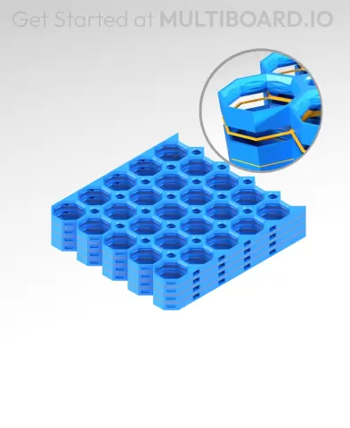 5x5 MU - Center Vertical Strip Interfitted - MultiBoard Octagon Plate - 4x Multi-Material Stack