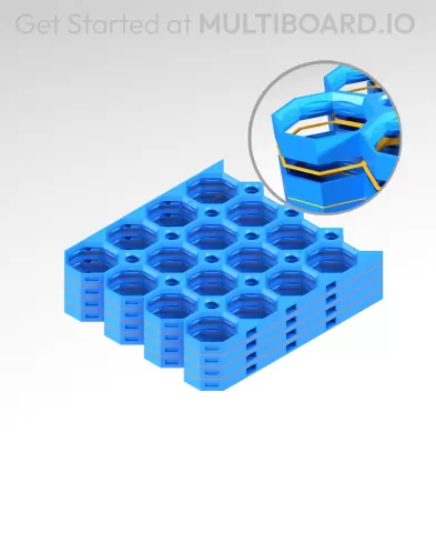4x4 MU - Center Vertical Strip Interfitted - MultiBoard Octagon Plate - 4x Multi-Material Stack