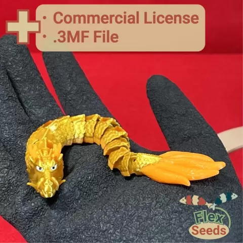 Flexi Mini Japanese Dragon – Articulated Asian Fantasy Dragon Keychain by 3D Flexseeds