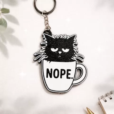 adorable grumpy cat keychain
