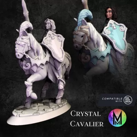Female Cavalier #1 - Crystal Vanguard Cavalier ( mounted female knight) by Moonlight Minis- Christine Van Patten