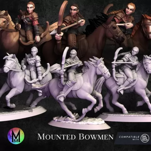 Mounted Archers - 3 Cutthroat archers (Braided Brotherhood Mounted Archers ) by Moonlight Minis- Christine Van Patten