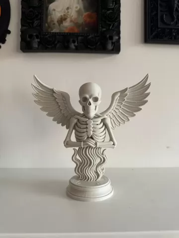 Winged Skeleton Statue STL 3MF | Gothic Angel of Death 3D Print Model | Dark Fantasy Occult Decor