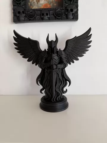 Dark Angel Knight Statue STL 3MF | Gothic Armored Warrior with Wings 3D Print Model | Fantasy Occult