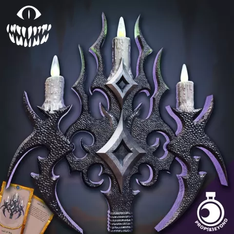 Dark Candelabra Staff Topper by Props&Beyond