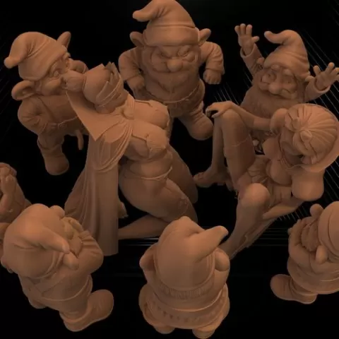 Snow White - Seven Dwarfs - Evil Queen - 3D Models