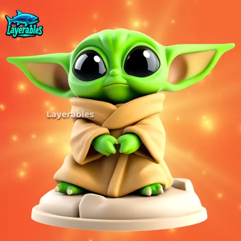 Baby Yoda Chibi STL Model | Cute Alien Jedi 3D Print Figurine | Star Galaxy Miniature Toy by Layerables