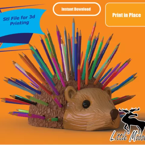 Hedgehog Pencil Holder STL | Cute Desk Organizer 3D Print File | Animal Pen Holder | Instant Download STL | Home & Office Decor