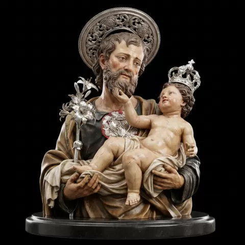 San Giuseppe con Gesù Bambino – STL 3D Model | Scultura Sacra Dettagliata | Ready for 3D Printing