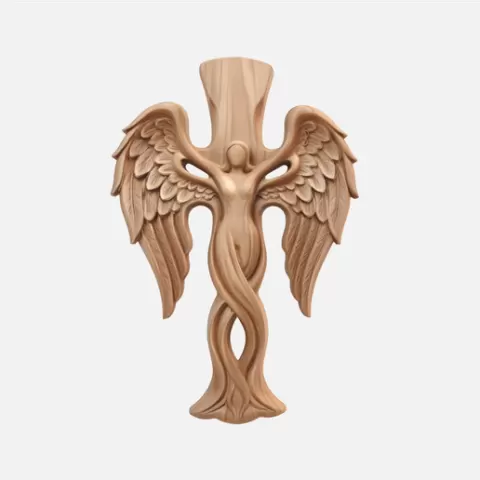 Angelic Cross, 3D Relief Sculpture, Spiritual Wall Art Model, Meaningful Gifts, Memorial