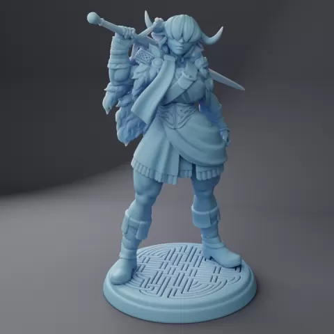 Maisie the Minotaur Highlander ( Female Human Fighter / Minotaur Barbarian / Goliath Warrior ) by Twin Goddess Miniatures
