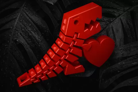 Flexi Rex - Valentine - Holding a Heart