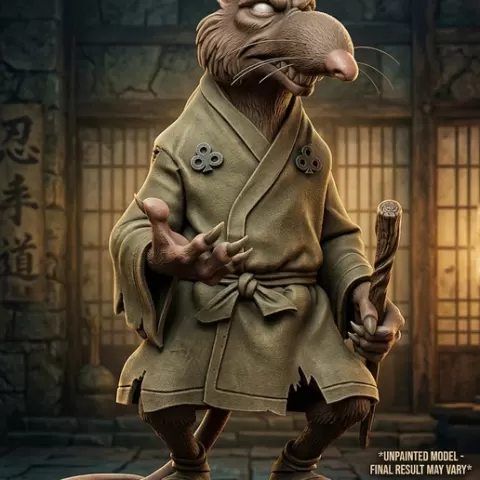Master Splinter 3D STL File for FDM Printing - Teenage Mutant Ninja Turtles Inspired Figurine - Detailed Rat Sensei Cartoon Sculpture - Miniature TMNT Fan Art