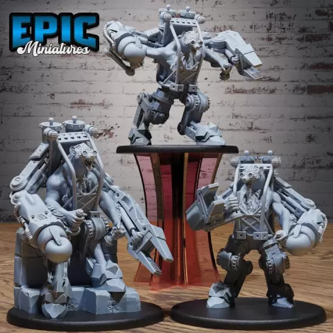 Artificer Gnoll Set / Hyena Hybrid Construction / Mechanic Yeenoghu Robot / Steampunk Flind Warrior / Mechanus Clockwork Encounter by Epic-Miniatures
