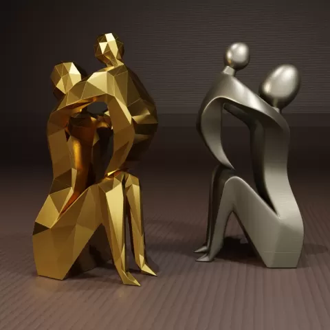 Low Poly Mother's Day Sculpture - Mother and Child