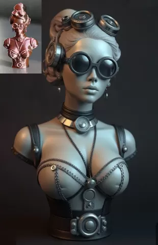 Steampunk Woman Bust