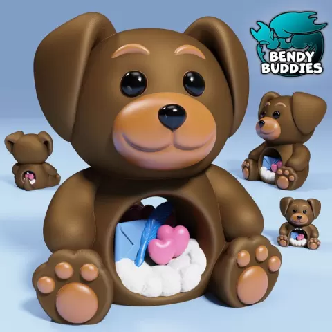 Dog Love Teddy / Cute Puppy Animal / Collectible Beast Model / Creature Figure / Print-in-Place Statue / Fantasy World Decoration by Bendy Buddies