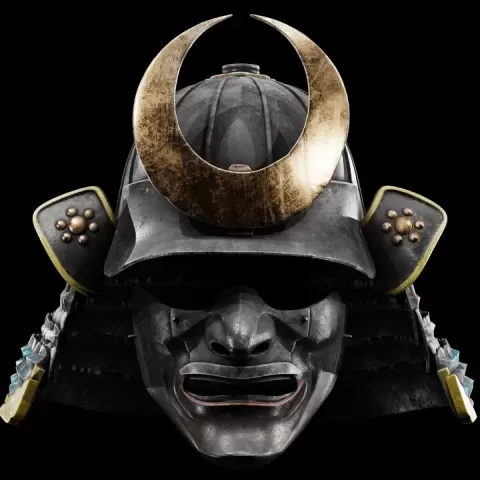 👹 GHOST OF TSUSHIMA - MEMPO & SAMURAI HELMET SET - JIN SAKAI FAN MODEL by Abyss Art Studio