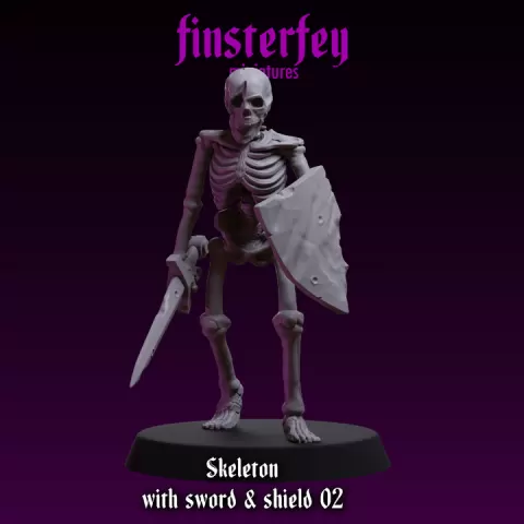 Skeleton with sword & shield 02 by finsterfey