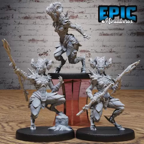Tree Dryad Set / Plant Tribe / Treant Beast / Forest Wood Nymph / Branch Creature / Woodland Guardian / Nature Protector Spirit by Epic-Miniatures