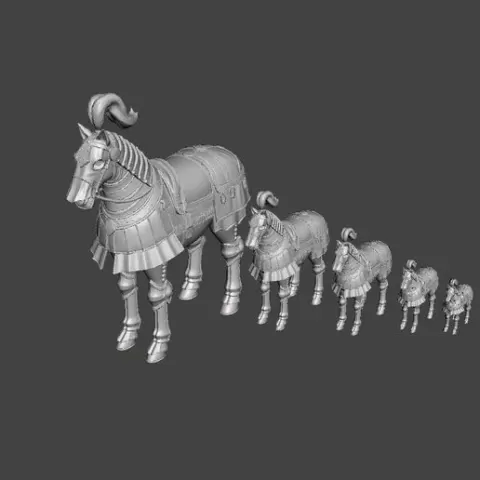Medieval armoured horse for dioramas 1/6 1/16 1/35 1/72 1/76 HO 1/87.1 O 1/48 G 1/12 1/24 1/32 28mm 1/56 scales
