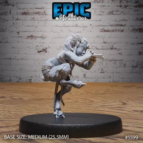 Satyr Child Flute / Pan Warrior / Forest Fey Fighter / Demonic Faun Spirit / Horned Elven Hybrid / Elvish Humanoid Encounter by Epic-Miniatures