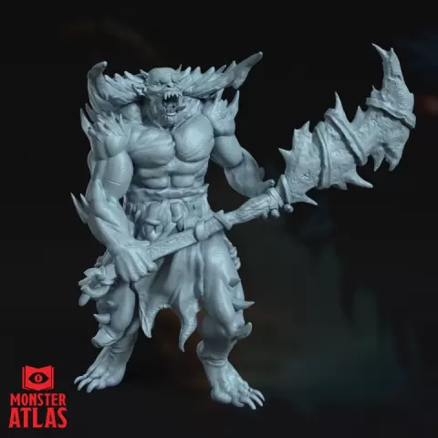 Tanarukk | Demon Orc Hybrid | Horned Orc Fiend | DnD 5e STL Miniature | 32mm Resin by Monster Atlas Fantasy Miniatures