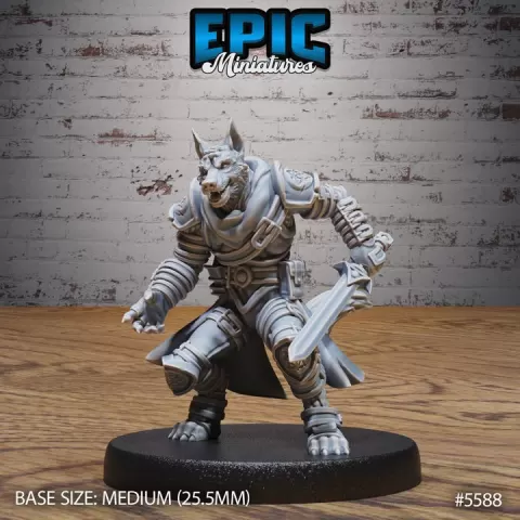 Dog Folk Adventurer / Dogfolk Beast / Hound Warrior / Paw Creature Fighter / Were Canine / Jackal Monster / Forest Encounter by Epic-Miniatures