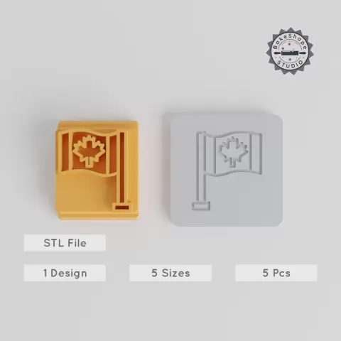 Flag Stamp Tile Set, 5 Sizes, 20-40mm, Perfect for Clay & Cookies, National Emblem Design PRODUCT_5510