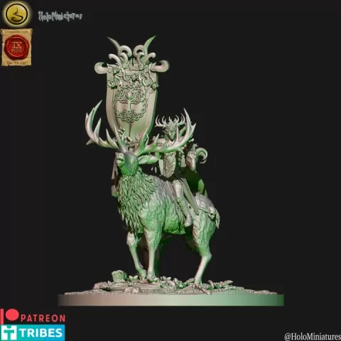 Wood elves BSB on stag - files are also included in stag lord 2 listing and vice versa by HoloMiniatures