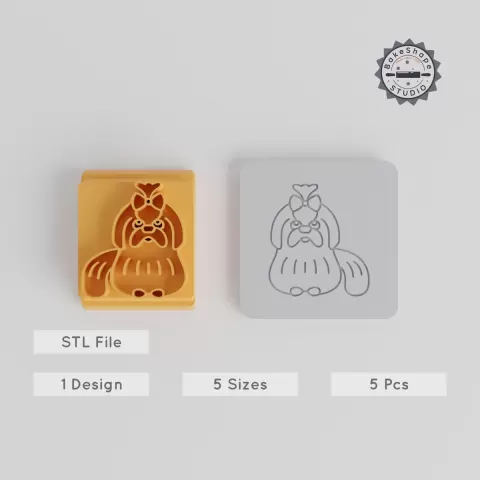 Shih Tzu Stamp Tile Set, 5 Sizes, Perfect for Clay & Cookie Designs, Includes Small Dog & Toy Breed Motifs PRODUCT_5380