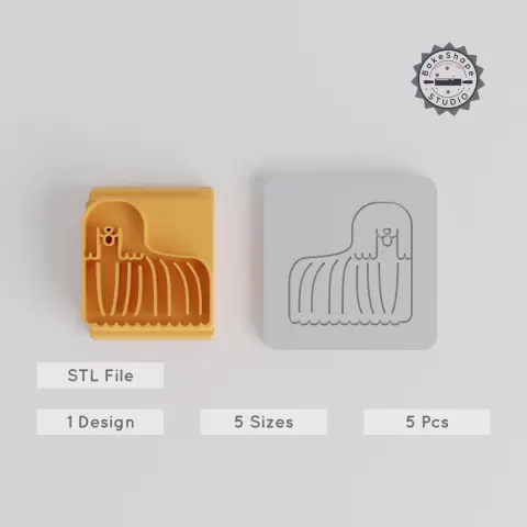 Komondor Stamp Tile Set, 5 Motif Sizes, Perfect for Clay, Cookies & Fondant, Corded Coat Dog Design PRODUCT_5370