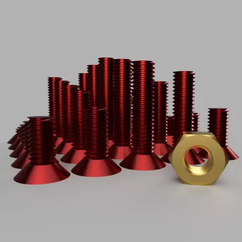 M3 Conical Screws (Hex head) and nut 2mm-27mm