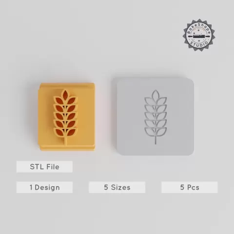 Wheat Stamp Tile Set, 5 Motif Sizes for Clay, Cookies & Fondant, Agriculture & Farm Theme, Perfect for Thanksgiving Decor PRODUCT_5317