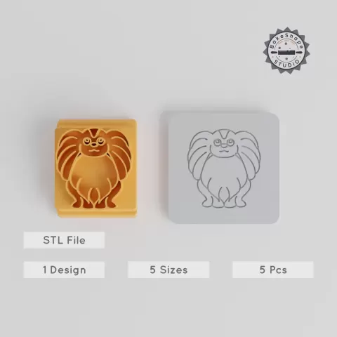 Papillon Stamp Tile Set, 5 Motif Sizes 20-40mm, Perfect for Clay, Cookies & Fondant, Fluffy Dog Design PRODUCT_5374