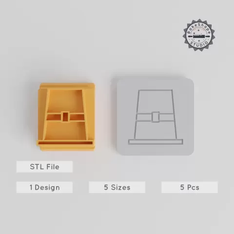 Thanksgiving Pilgrim Hat Stamp Tile Set, 5 Sizes, Ideal for Clay, Cookies & Fondant PRODUCT_5297