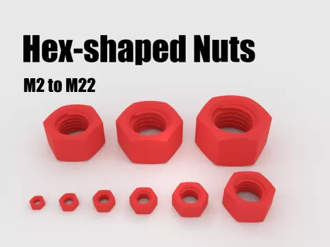 M2 - M22 hex-shaped Nuts (incl. STEP)