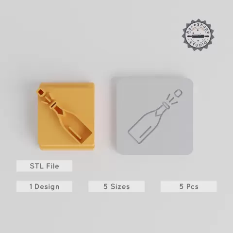 Champagne Stamp Tile Set, Perfect for Clay, Cookies & Fondant, Celebration Motif in 20-40mm, Party Bubbles & Toast Designs PRODUCT_5252