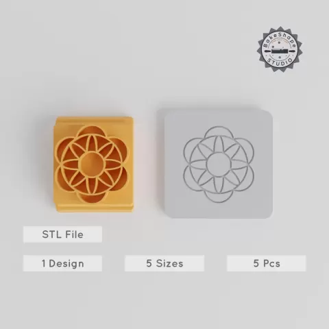 Mandala Stamp Tile Set, 5 Sizes 20-40mm, Perfect for Clay, Cookies & Fondant, Intricate Geometric Ornament Design PRODUCT_5207