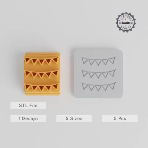 Bunting Festival Stamp Tile Set, 5 Sizes, Perfect for Clay & Cookie Decoration, Celebration, Carnival, Party Flags, Thanksgiving Decor PRODUCT_5237